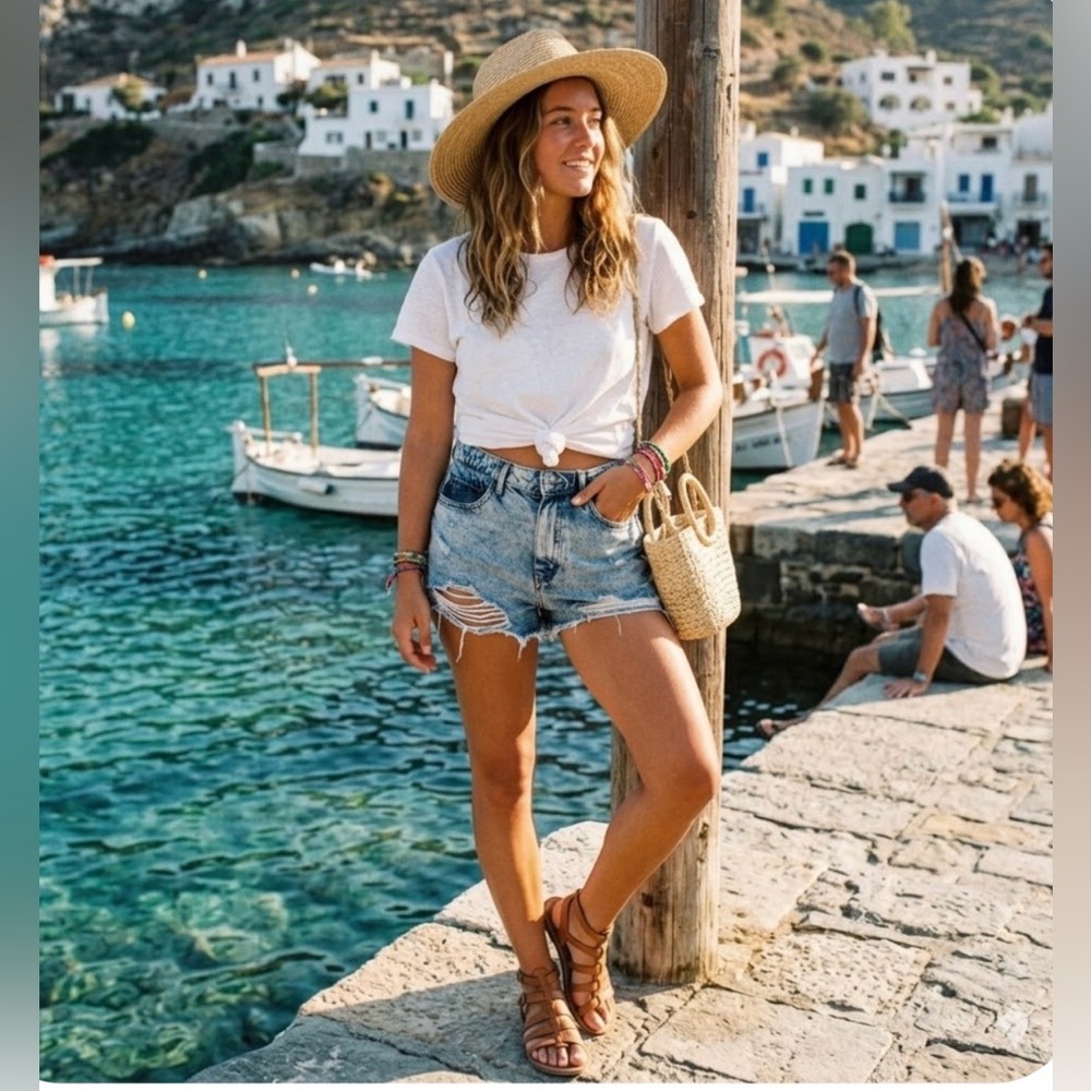Zara Women's Ripped Blue Jean Shorts